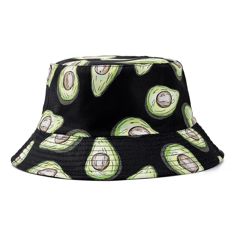 Bucket Hats with fruit and other stuff