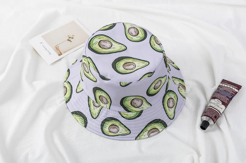 Bucket Hats with fruit and other stuff
