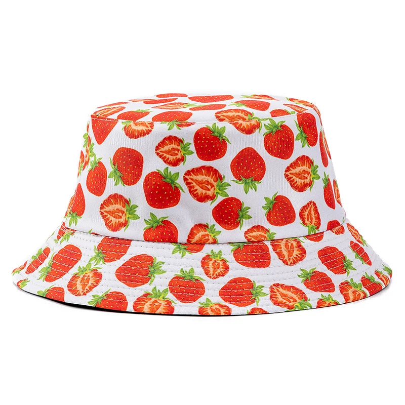 Bucket Hats with fruit and other stuff