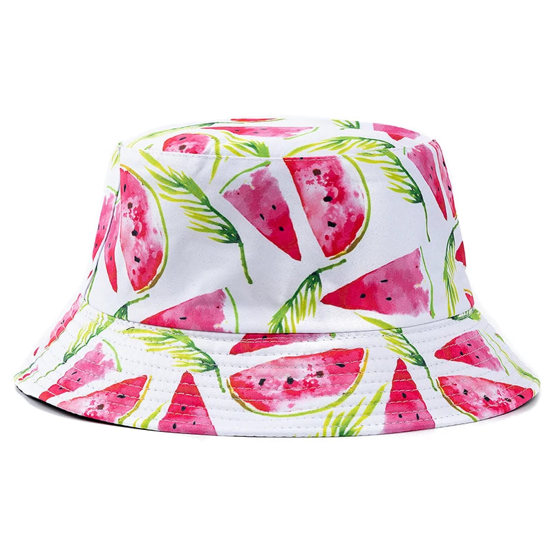 Bucket Hats with fruit and other stuff