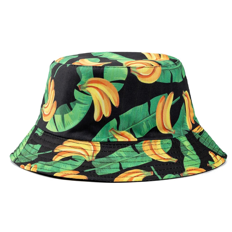 Bucket Hats with fruit and other stuff