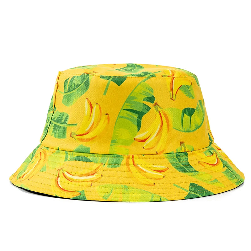 Bucket Hats with fruit and other stuff
