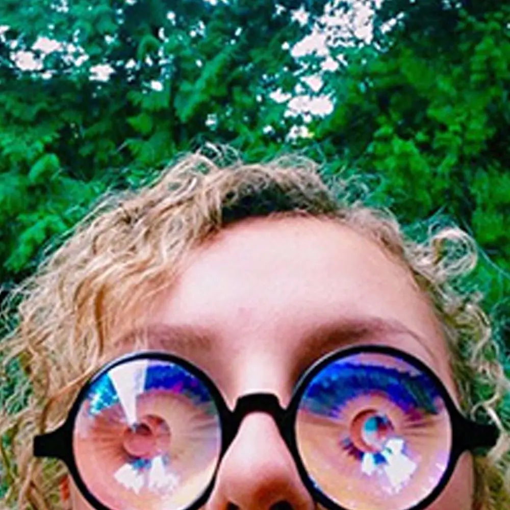 Party Glasses Clear Round Kaleidoscope Eyewears Crystal Lens Rave Men Women Sunglasses Psychedelic Prism Diffracted Eyewears