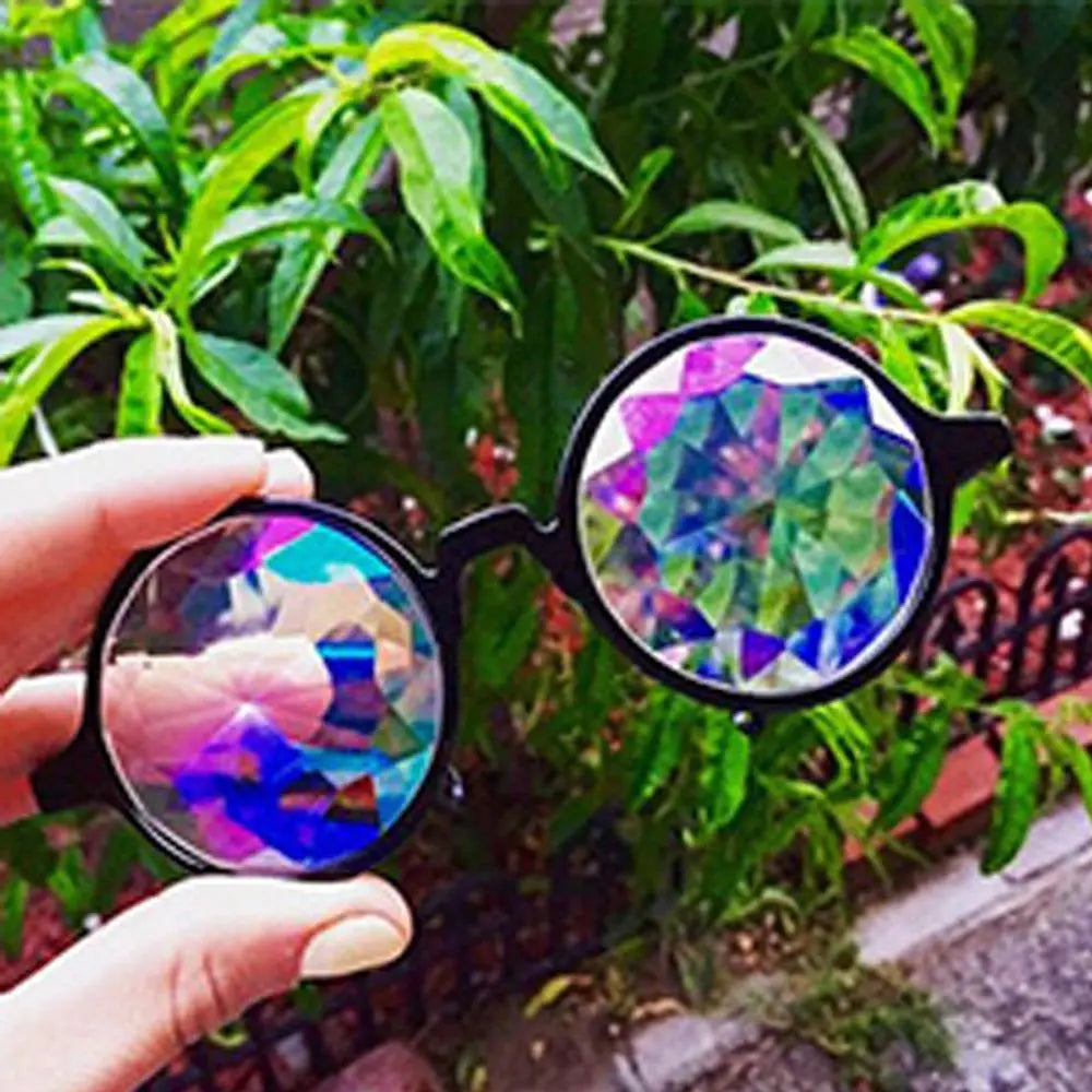 Party Glasses Clear Round Kaleidoscope Eyewears Crystal Lens Rave Men Women Sunglasses Psychedelic Prism Diffracted Eyewears