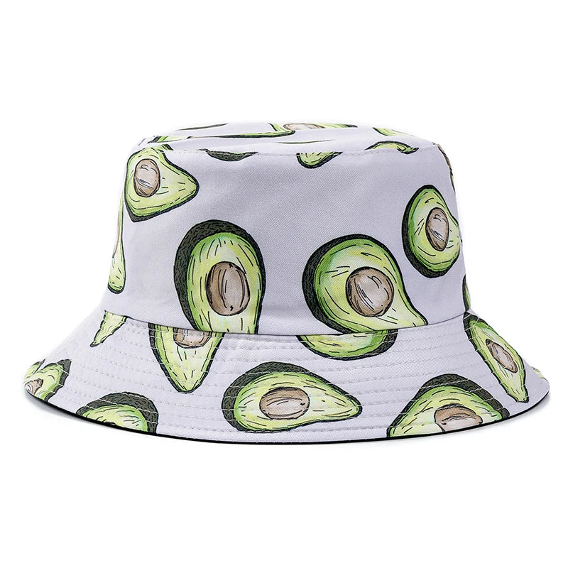 Bucket Hats with fruit and other stuff