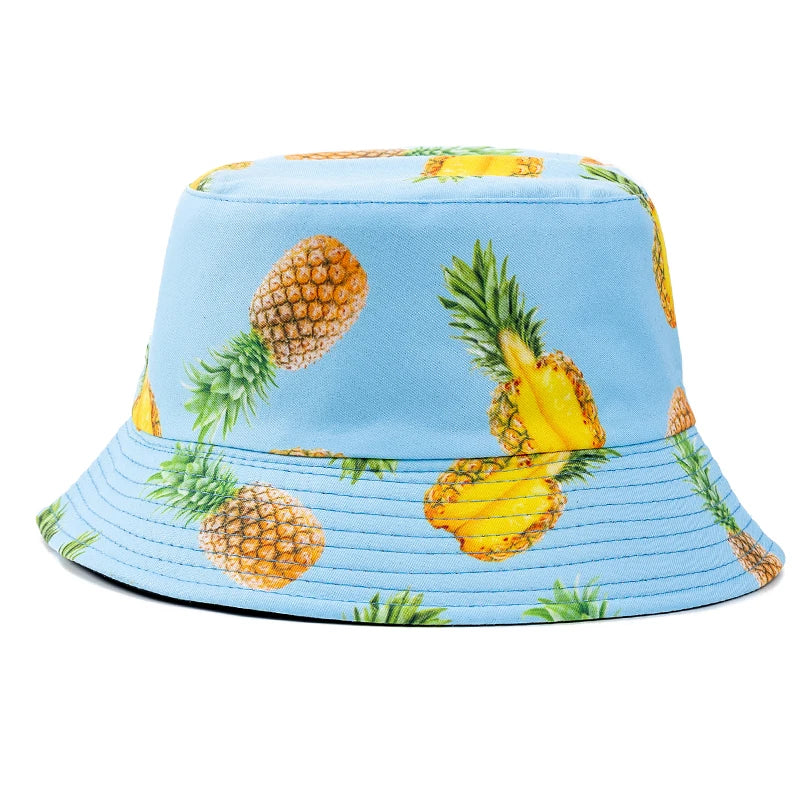 Bucket Hats with fruit and other stuff
