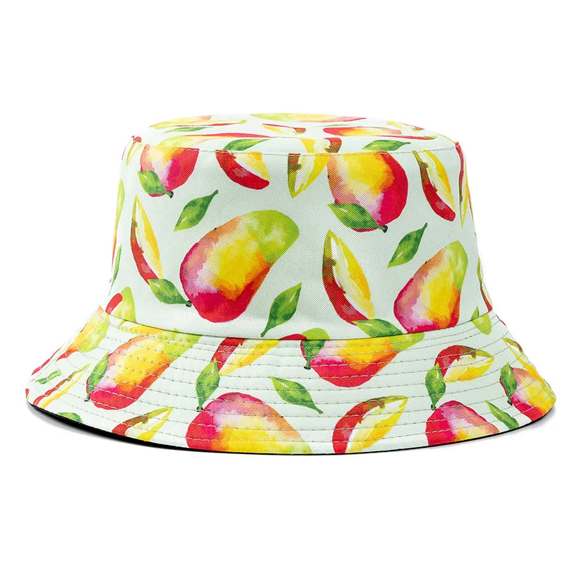 Bucket Hats with fruit and other stuff
