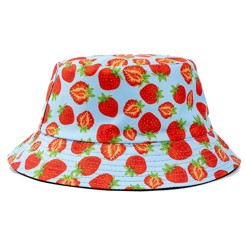 Bucket Hats with fruit and other stuff