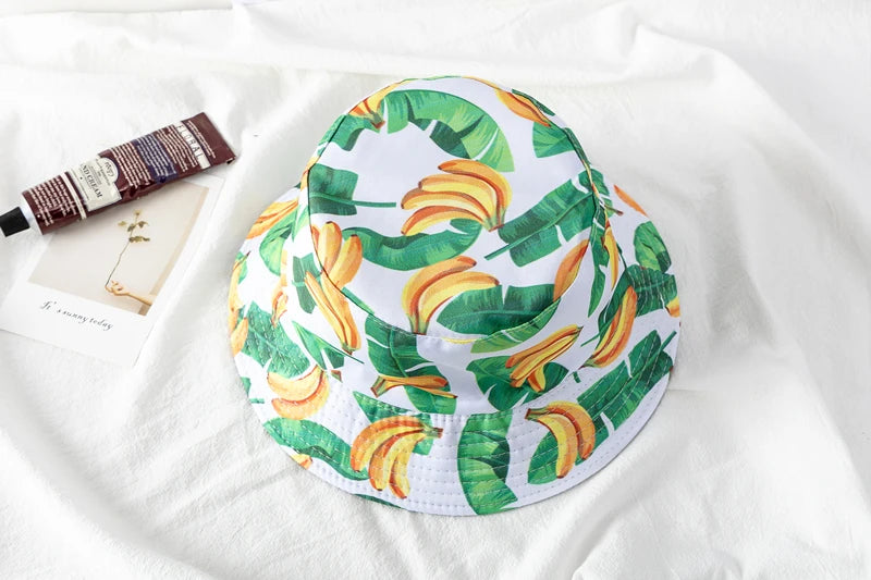 Bucket Hats with fruit and other stuff