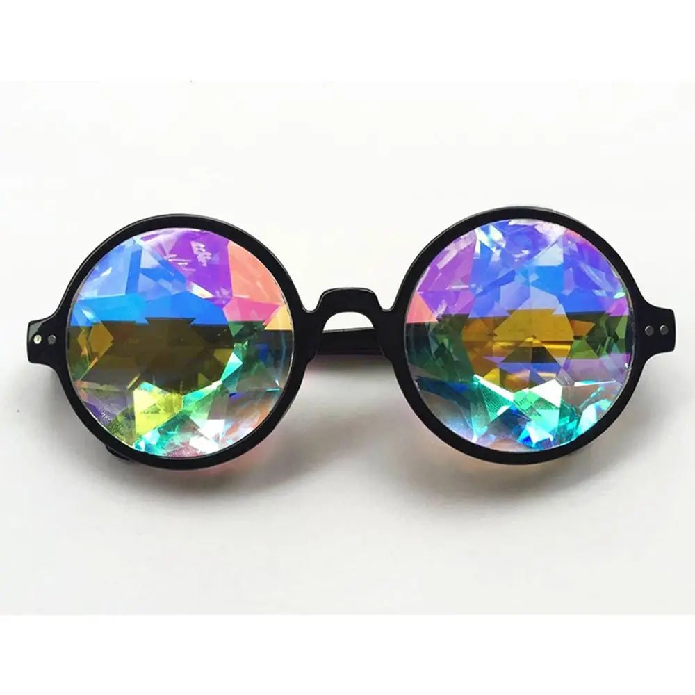 Party Glasses Clear Round Kaleidoscope Eyewears Crystal Lens Rave Men Women Sunglasses Psychedelic Prism Diffracted Eyewears
