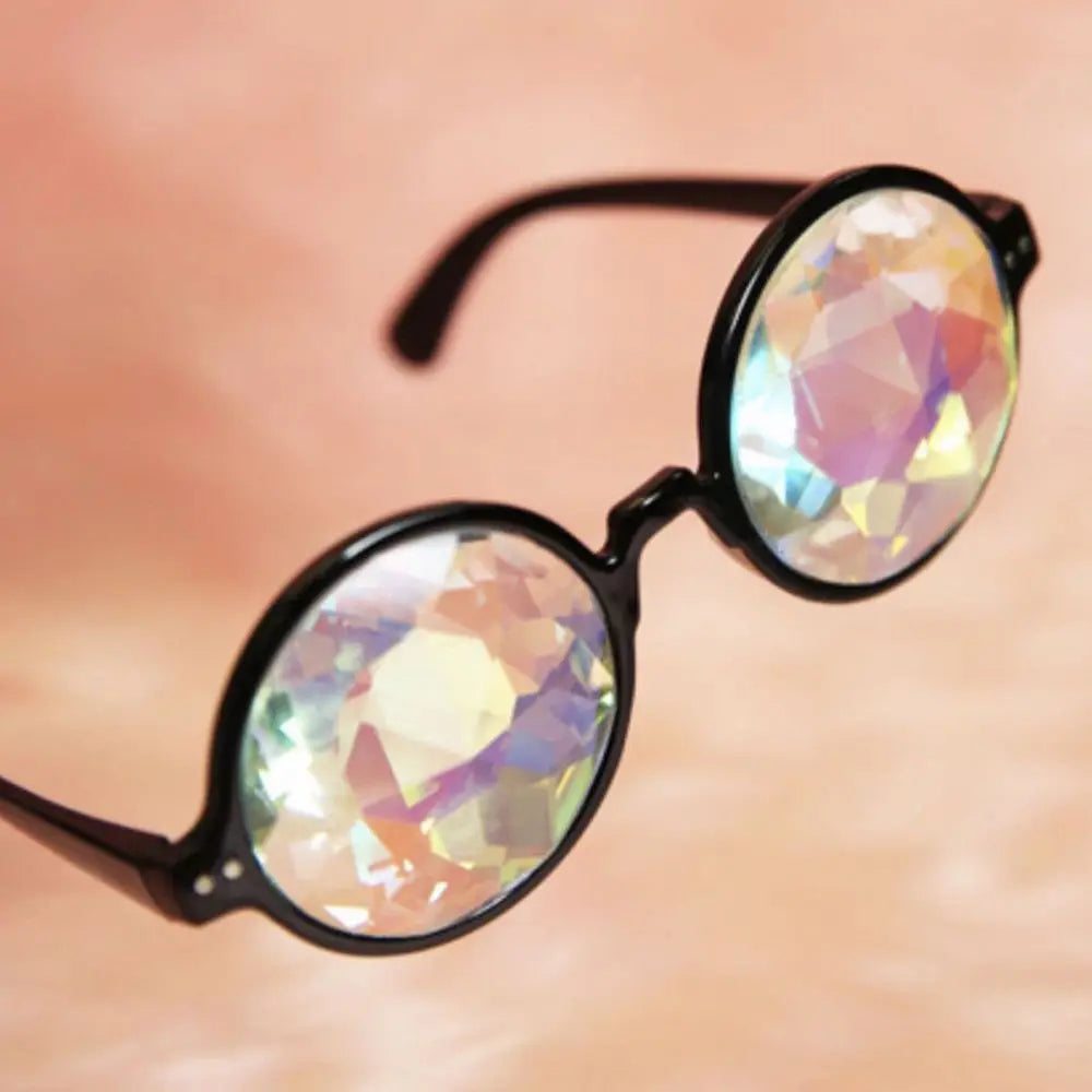 Party Glasses Clear Round Kaleidoscope Eyewears Crystal Lens Rave Men Women Sunglasses Psychedelic Prism Diffracted Eyewears