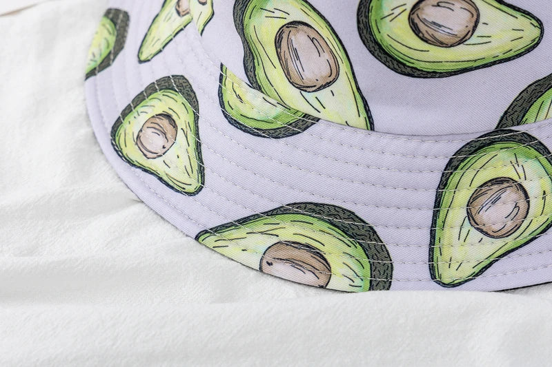 Bucket Hats with fruit and other stuff