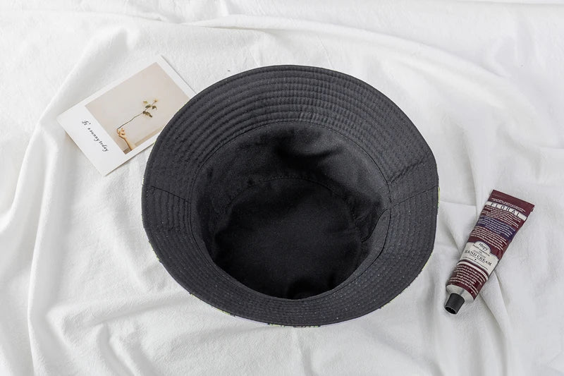 Bucket Hats with fruit and other stuff