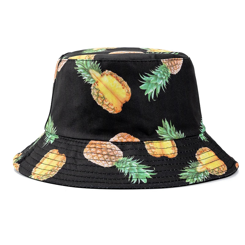 Bucket Hats with fruit and other stuff