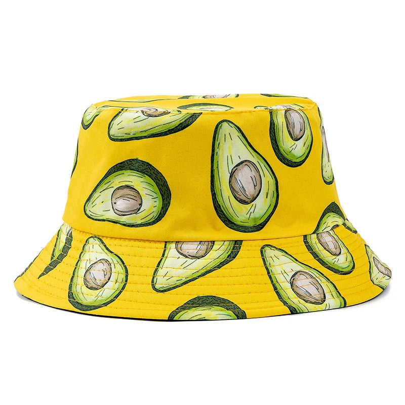 Bucket Hats with fruit and other stuff