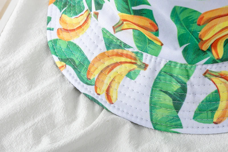 Bucket Hats with fruit and other stuff