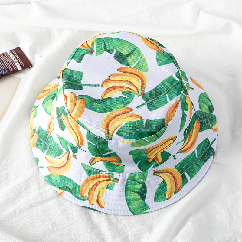 Bucket Hats with fruit and other stuff