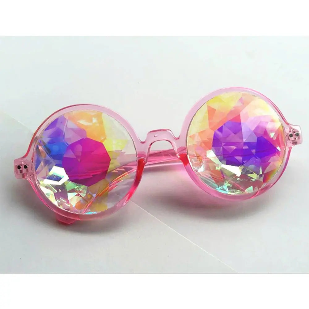 Party Glasses Clear Round Kaleidoscope Eyewears Crystal Lens Rave Men Women Sunglasses Psychedelic Prism Diffracted Eyewears