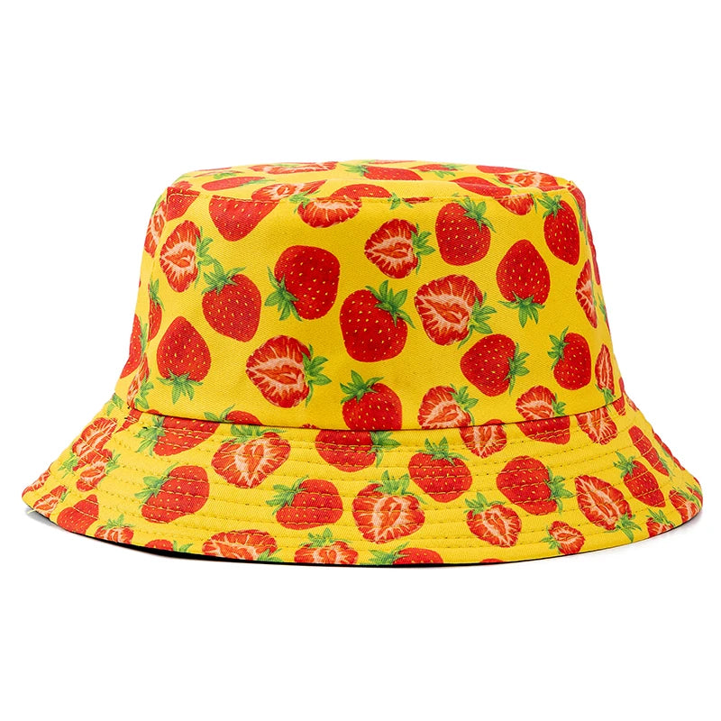 Bucket Hats with fruit and other stuff