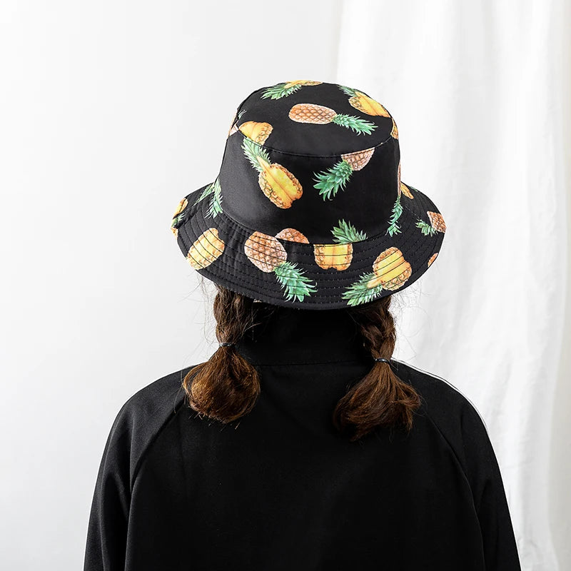 Bucket Hats with fruit and other stuff