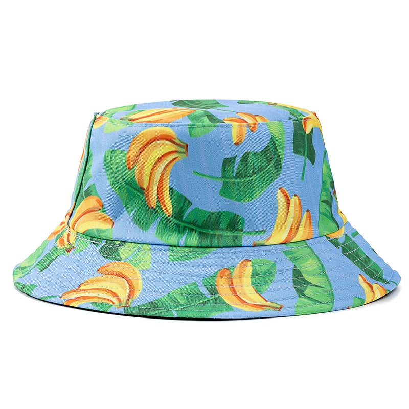 Bucket Hats with fruit and other stuff