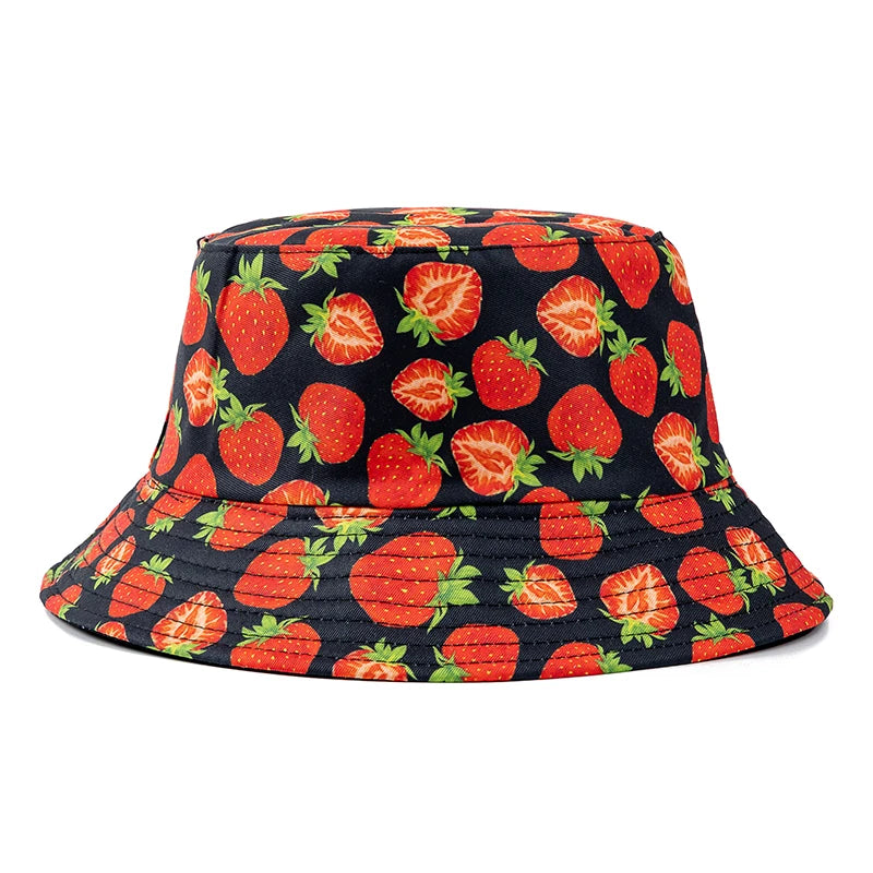 Bucket Hats with fruit and other stuff