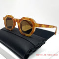 Retro Amber Polygon Sunglasses