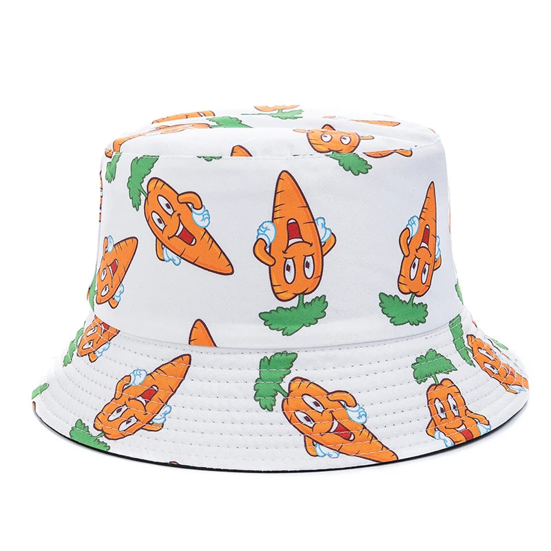 Bucket Hats with fruit and other stuff