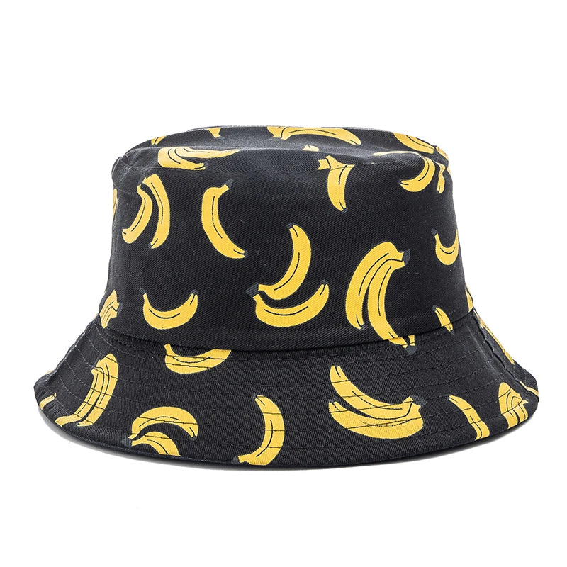 Bucket Hats with fruit and other stuff