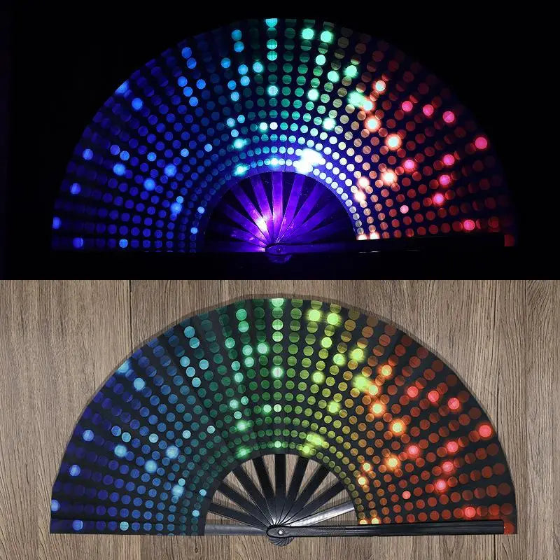Kung Fu Fan UV Ink Printing Fluorescent Fan Bamboo Bone Folding Fan For Festival Dance Party