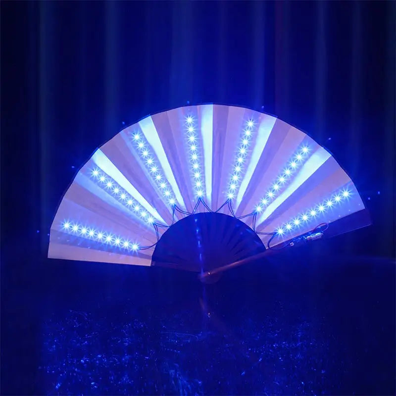 1pc Luminous Folding Fan Led Play Fan Colorful Hand Held Abanico Led Fans for Dance Neon Party Decoration DJ Night Club