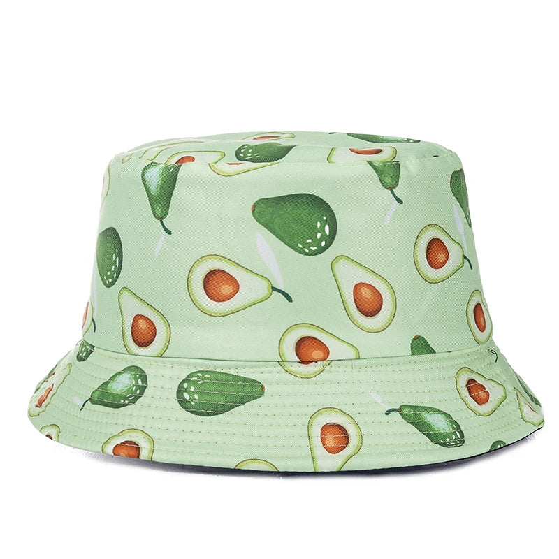 Bucket Hats with fruit and other stuff