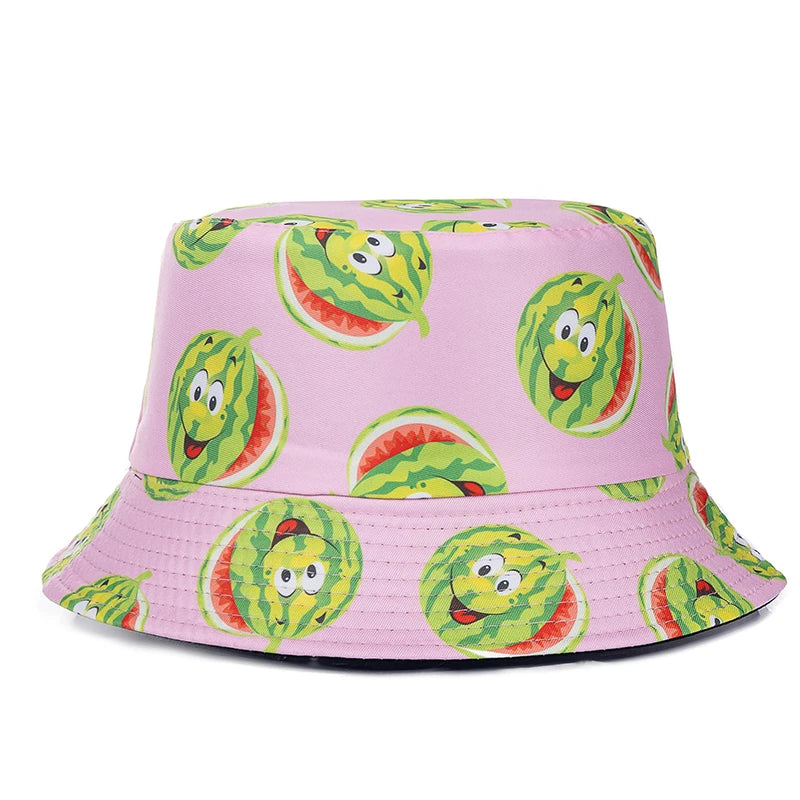 Bucket Hats with fruit and other stuff