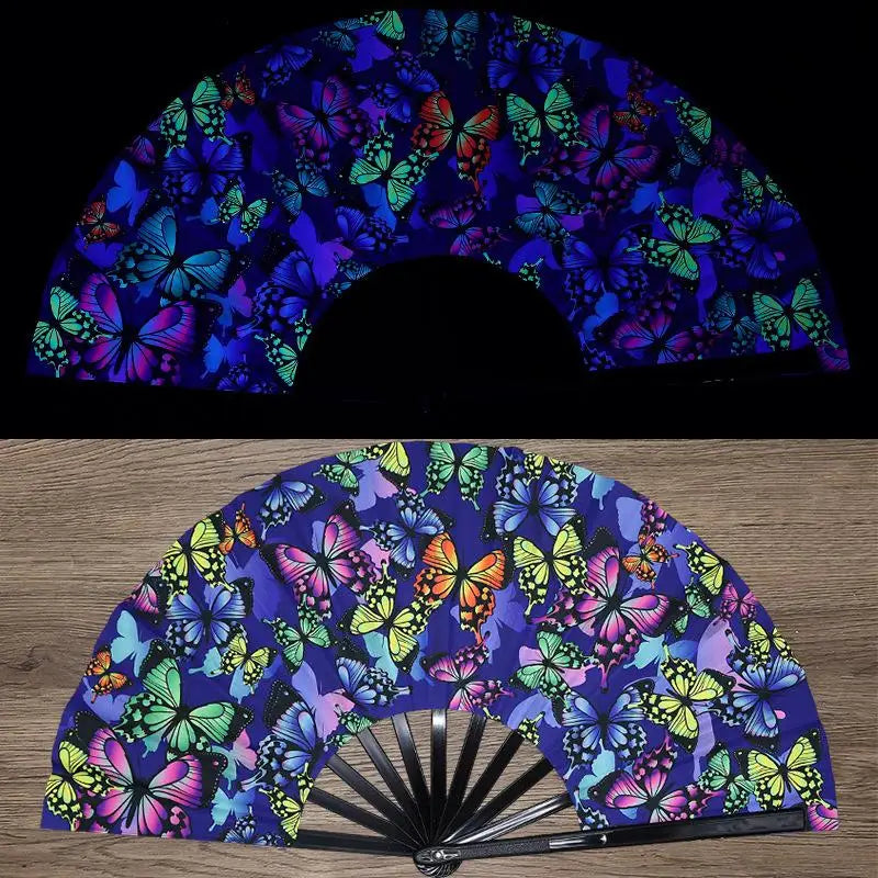 1pcs Kung Fu Fan UV Ink Printing Fluorescent Fan