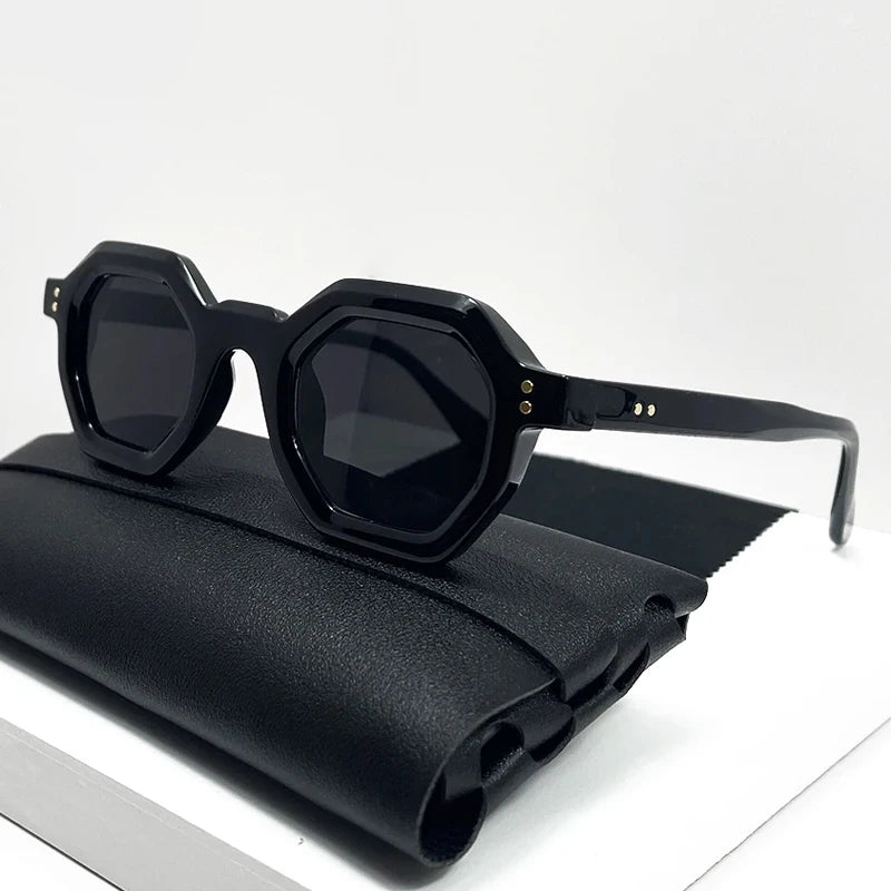 Retro Amber Polygon Sunglasses