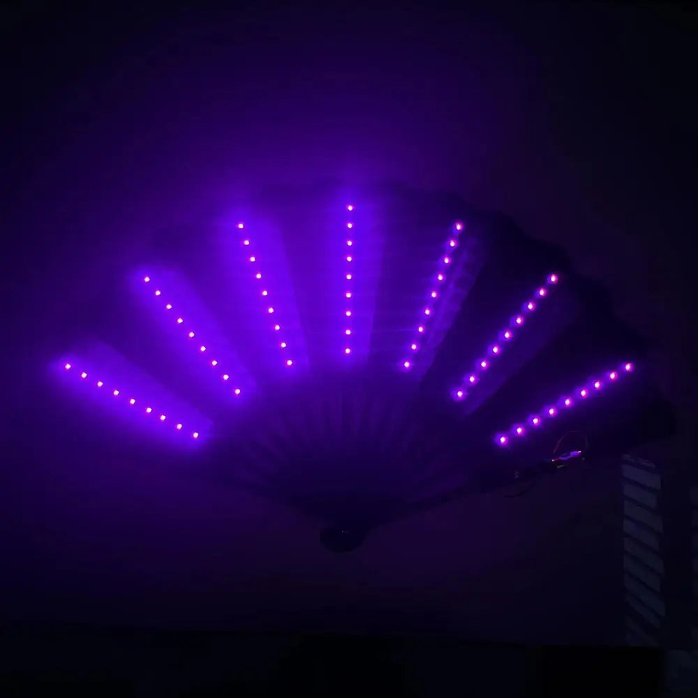 1pc Luminous Folding Fan Led Play Fan Colorful Hand Held Abanico Led Fans for Dance Neon Party Decoration DJ Night Club