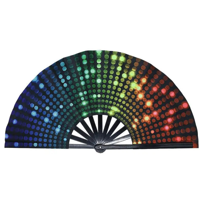 Kung Fu Fan UV Ink Printing Fluorescent Fan Bamboo Bone Folding Fan For Festival Dance Party