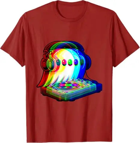 House Music Ghost Dj Optical Illusion EDM Halloween Rave DJ T-Shirt Humor Funny Rock Graphic Outfit Short Sleeve Blouses Y2k Top