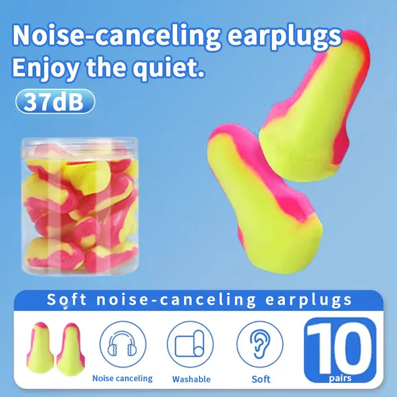 10 pairs】Noise-canceling earplugs Anti-noise Noise insulation Sleeping Students Dormitory Quiet Work Industrial noise reduction