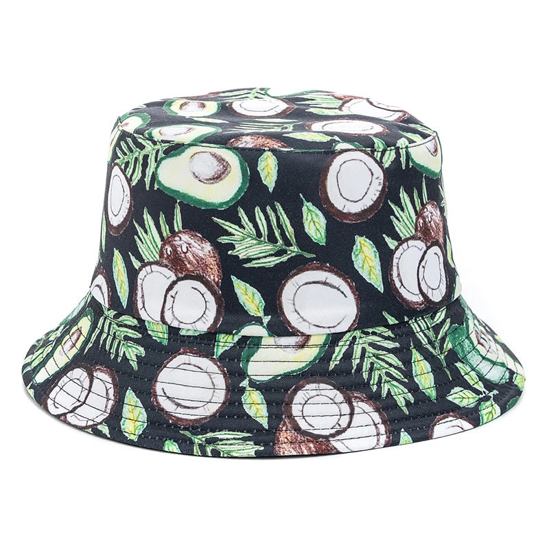 Bucket Hats with fruit and other stuff