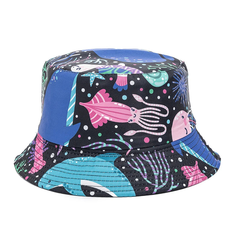 Bucket Hats with fruit and other stuff