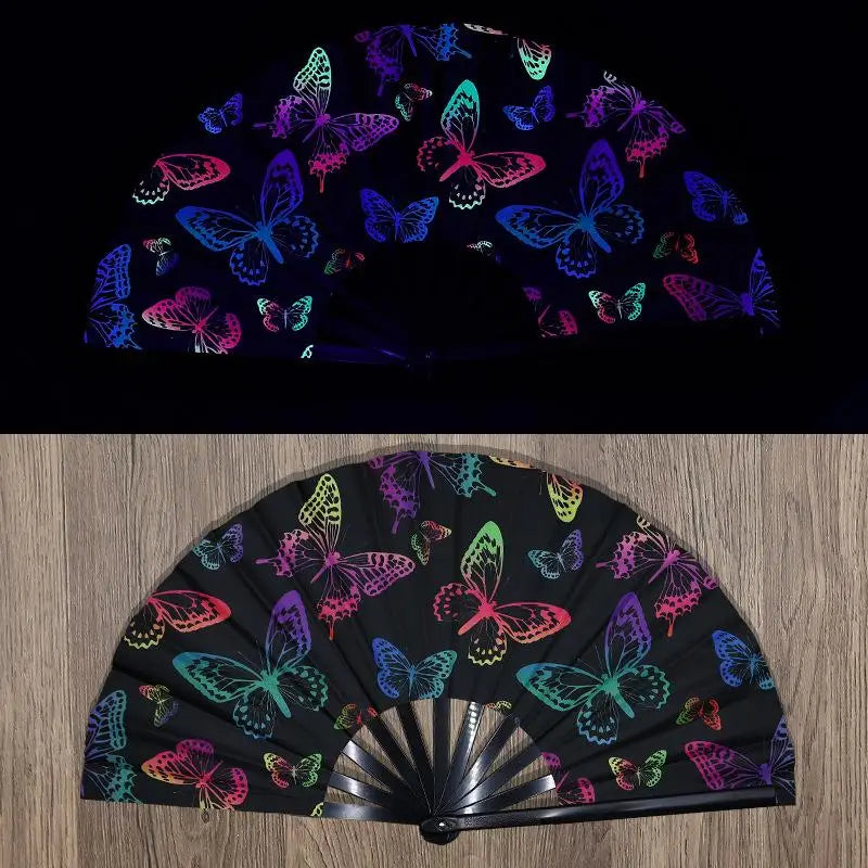 1pcs Kung Fu Fan UV Ink Printing Fluorescent Fan