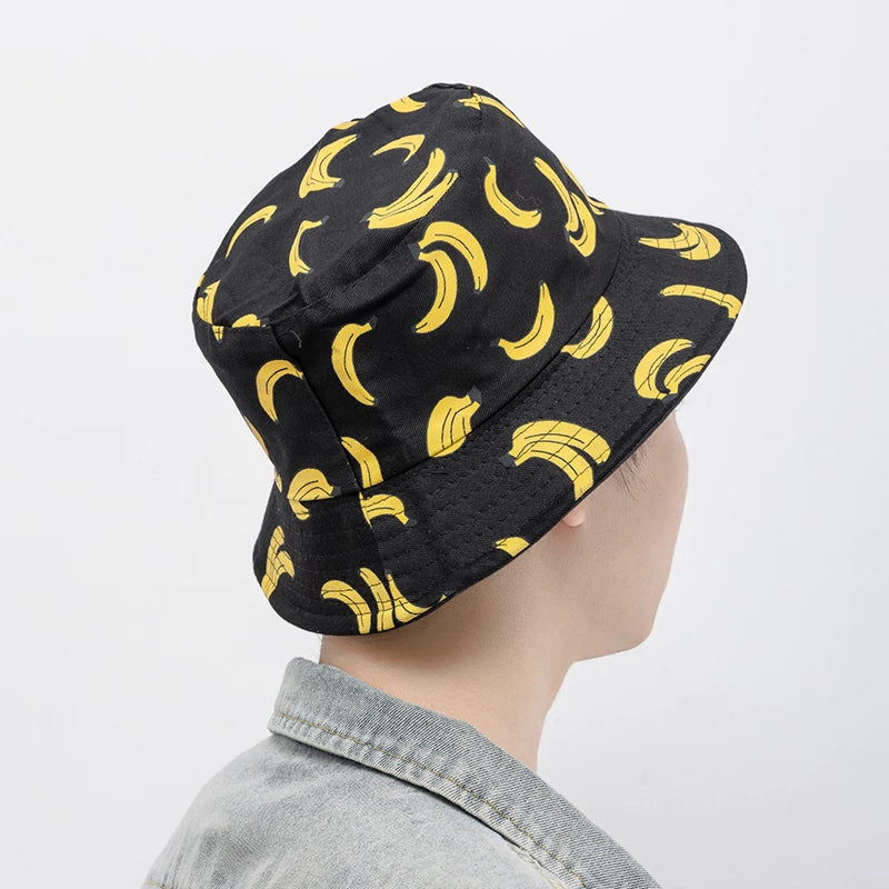 Bucket Hats with fruit and other stuff