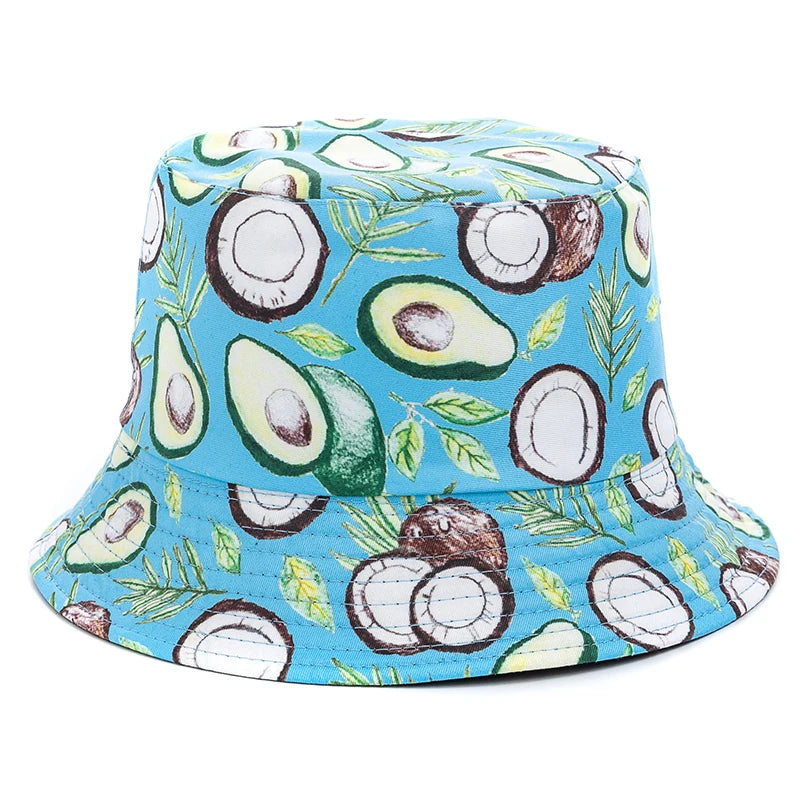 Bucket Hats with fruit and other stuff