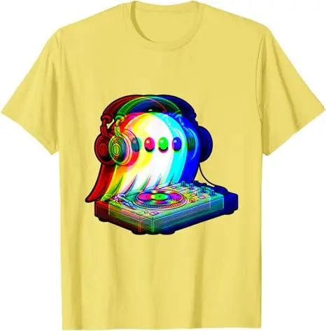 House Music Ghost Dj Optical Illusion EDM Halloween Rave DJ T-Shirt Humor Funny Rock Graphic Outfit Short Sleeve Blouses Y2k Top