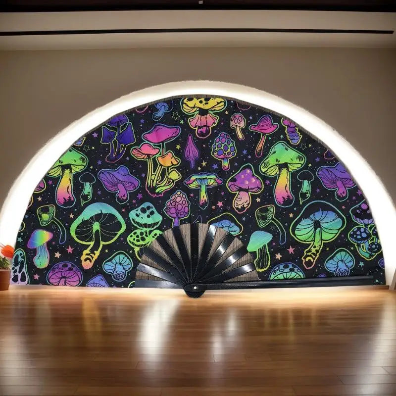 Kung Fu Fan UV Ink Printing Fluorescent Fan Bamboo Bone Folding Fan For Festival Dance Party