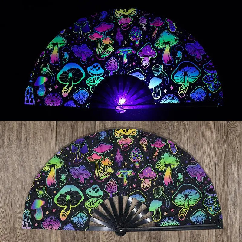 Kung Fu Fan UV Ink Printing Fluorescent Fan Bamboo Bone Folding Fan For Festival Dance Party