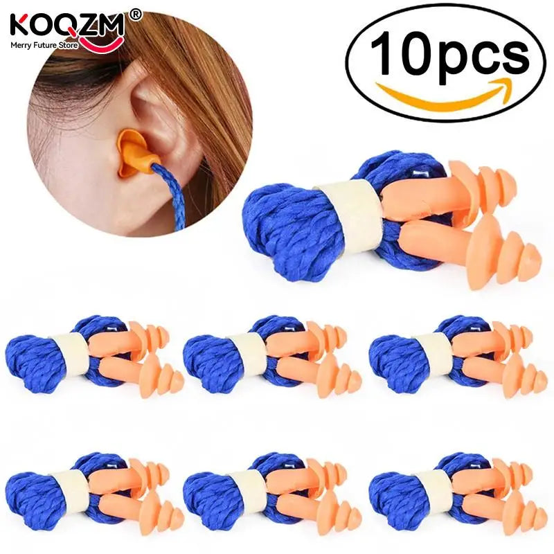 Ear care 10Pcs Soft Silicone Corded Ear Plugs
