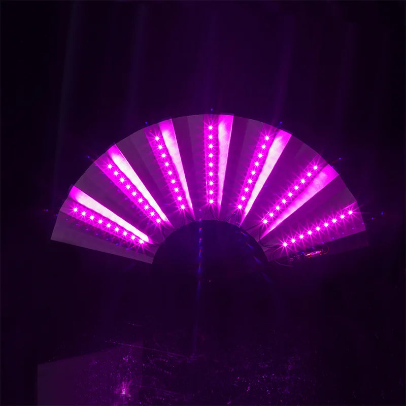 1pc Luminous Folding Fan Led Play Fan Colorful Hand Held Abanico Led Fans for Dance Neon Party Decoration DJ Night Club