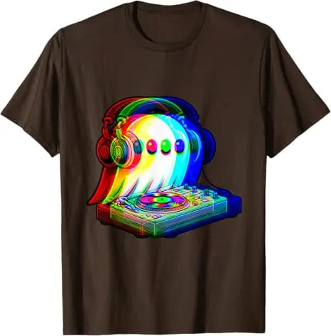 House Music Ghost Dj Optical Illusion EDM Halloween Rave DJ T-Shirt Humor Funny Rock Graphic Outfit Short Sleeve Blouses Y2k Top